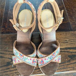 Gianni Bini Tan Wedge Sandals with Ankle Strap